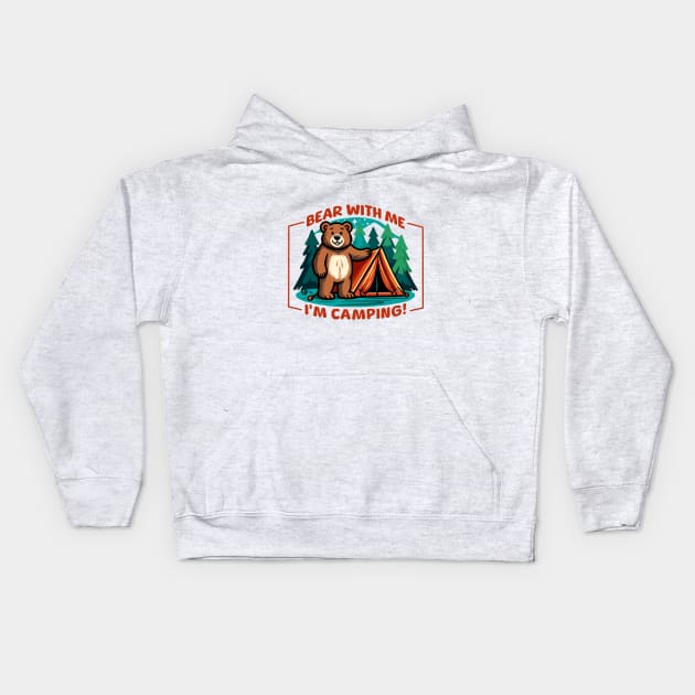 Camping Bear Outdoors Adventure Gift Kids Hoodie by Kicosh